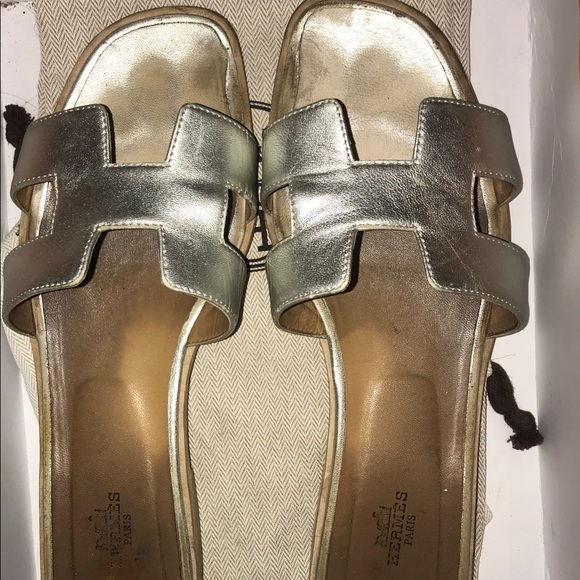 hermes sandals silver
